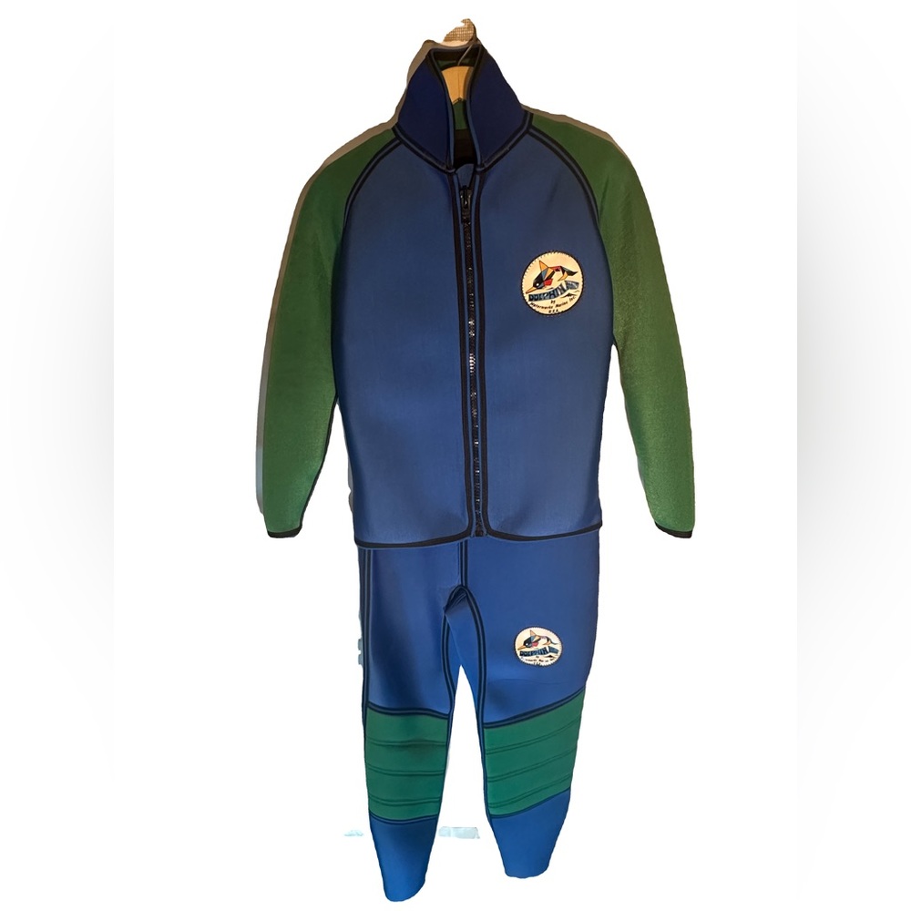 Rare Vintage Dolphin Wetsuit 2pcs Medium Green & Blue Unisex